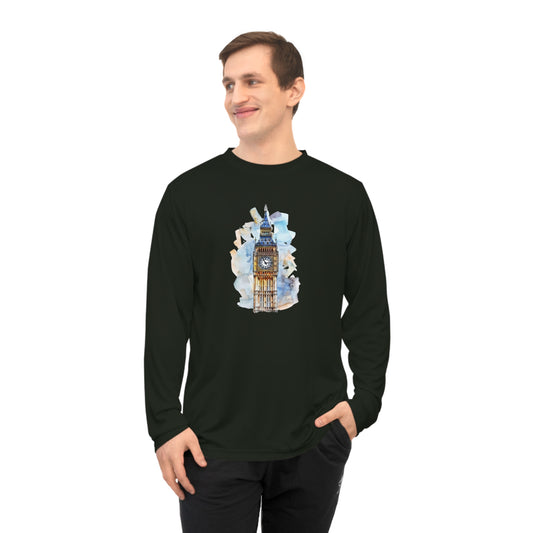 Unisex Performance Long Sleeve Shirt - London Clock Tower Vibes