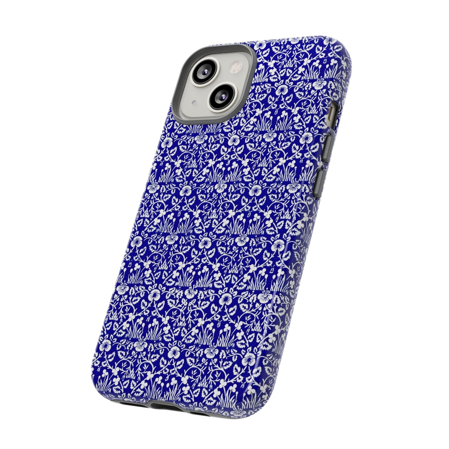 Elegant Floral Phone Case - Tough Cases, Blue Floral Design, Stylish Phone Accessory, Unique Gift, Modern Tech Protection