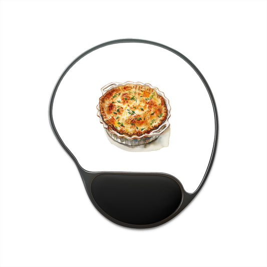 Artistic Mouse Pad with Wrist Rest, Quiche Design, Perfect for Home Office, Gift for Bakers, Kitchen Decor, Work from Home Essentials