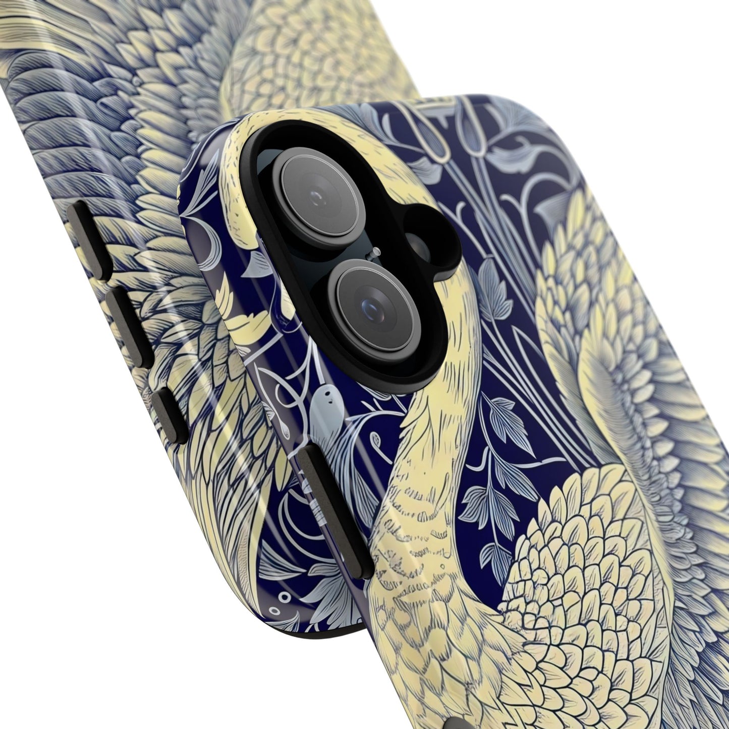 Elegant Swan Phone Case, Floral Design, Tough Cases for Gift, Stylish Protection, Unique Phone Accessory, Modern Floral Art