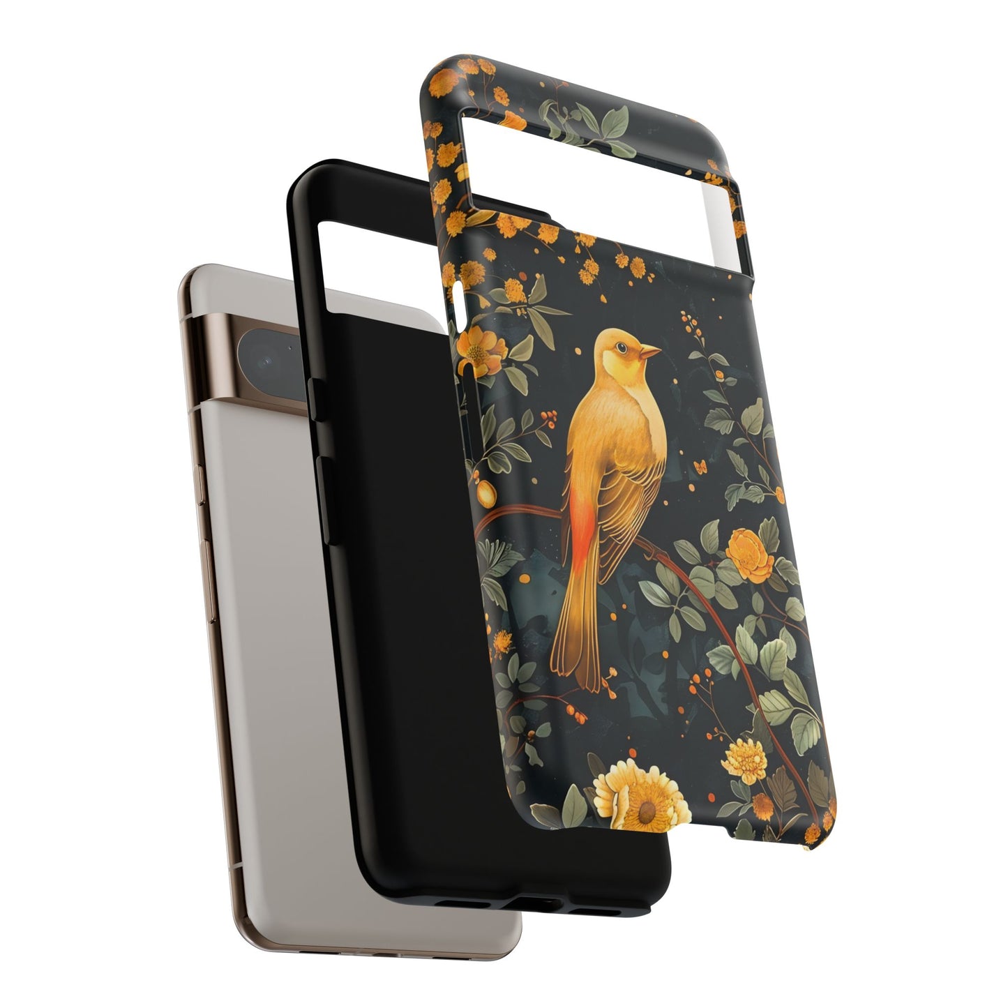 Floral Phone Case, Tough Cases with Bird Design, Nature Lover Gift, Stylish Protection, Birthday Present, Floral Phone Cover
