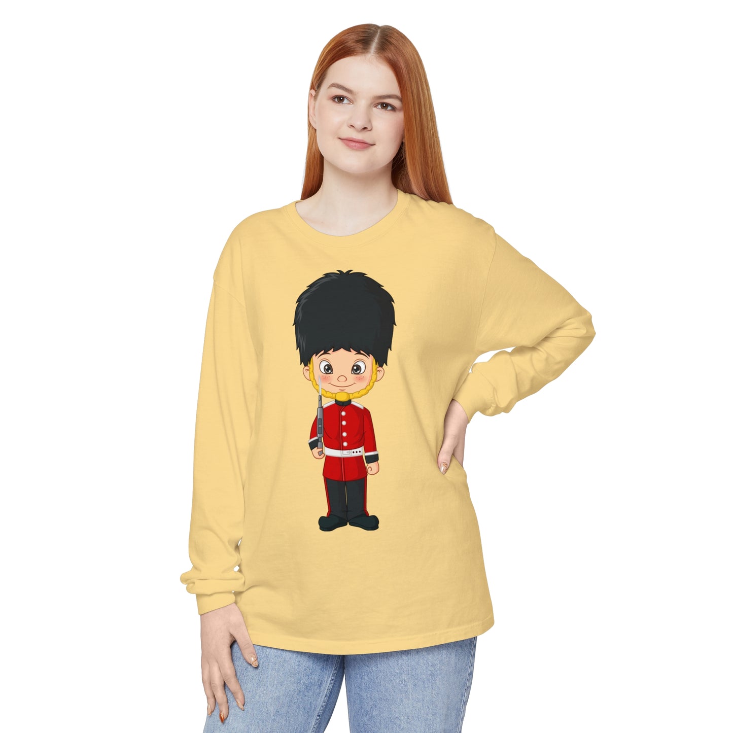 Unisex Garment-dyed Long Sleeve T-Shirt - Cornwall’s Prid - Red Jacket at the Army Museum