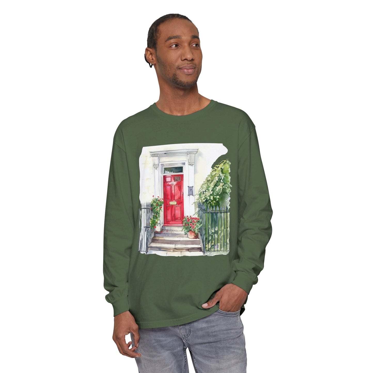 Unisex Garment-dyed Long Sleeve T-Shirt - England Aesthetics - Embracing Classic British Charm and Style