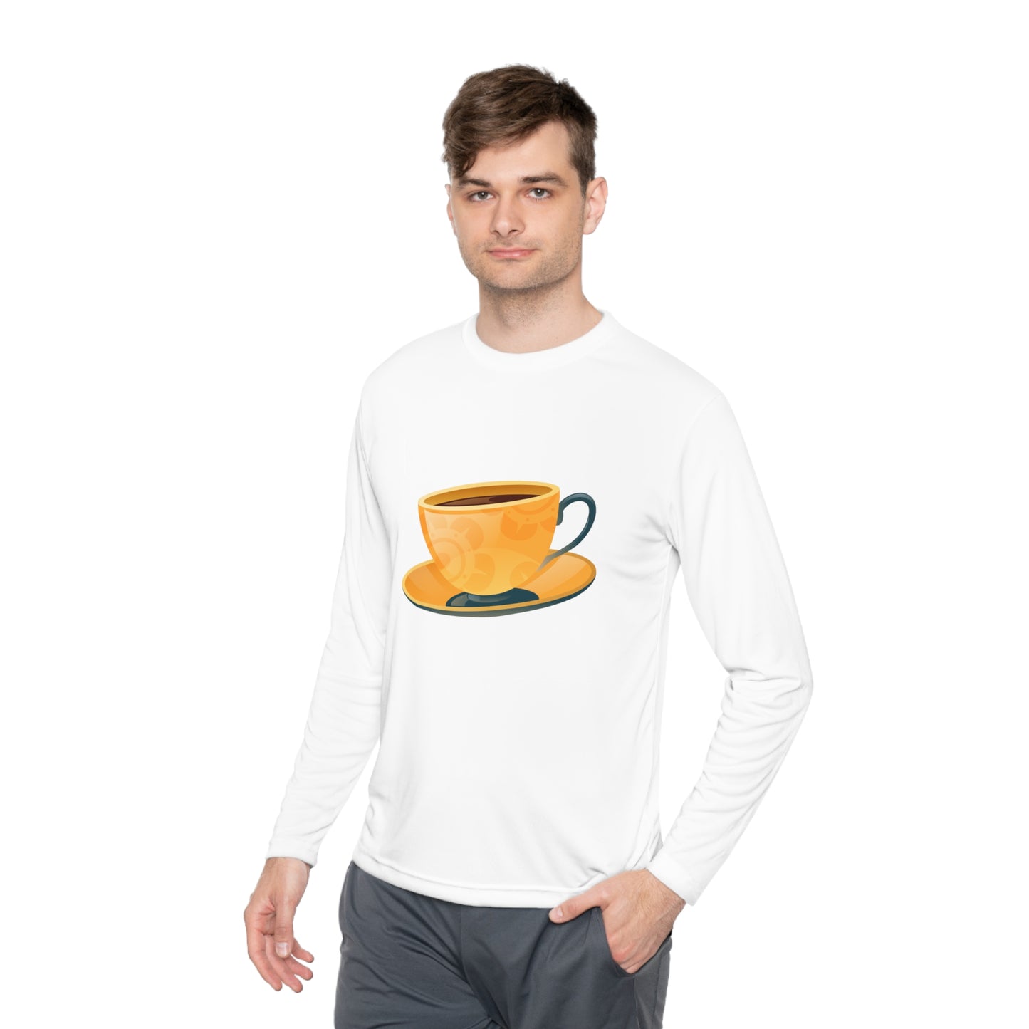 Unisex Lightweight Long Sleeve Tee - Elegant British Tea Cup - Classic Tea Time Style