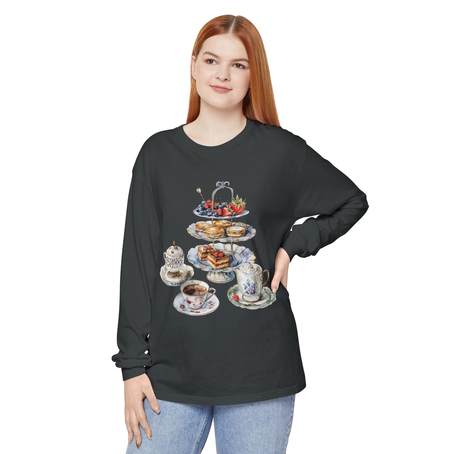Unisex Garment-dyed Long Sleeve T-Shirt - Heritage on a Plate - Exploring British Cuisine