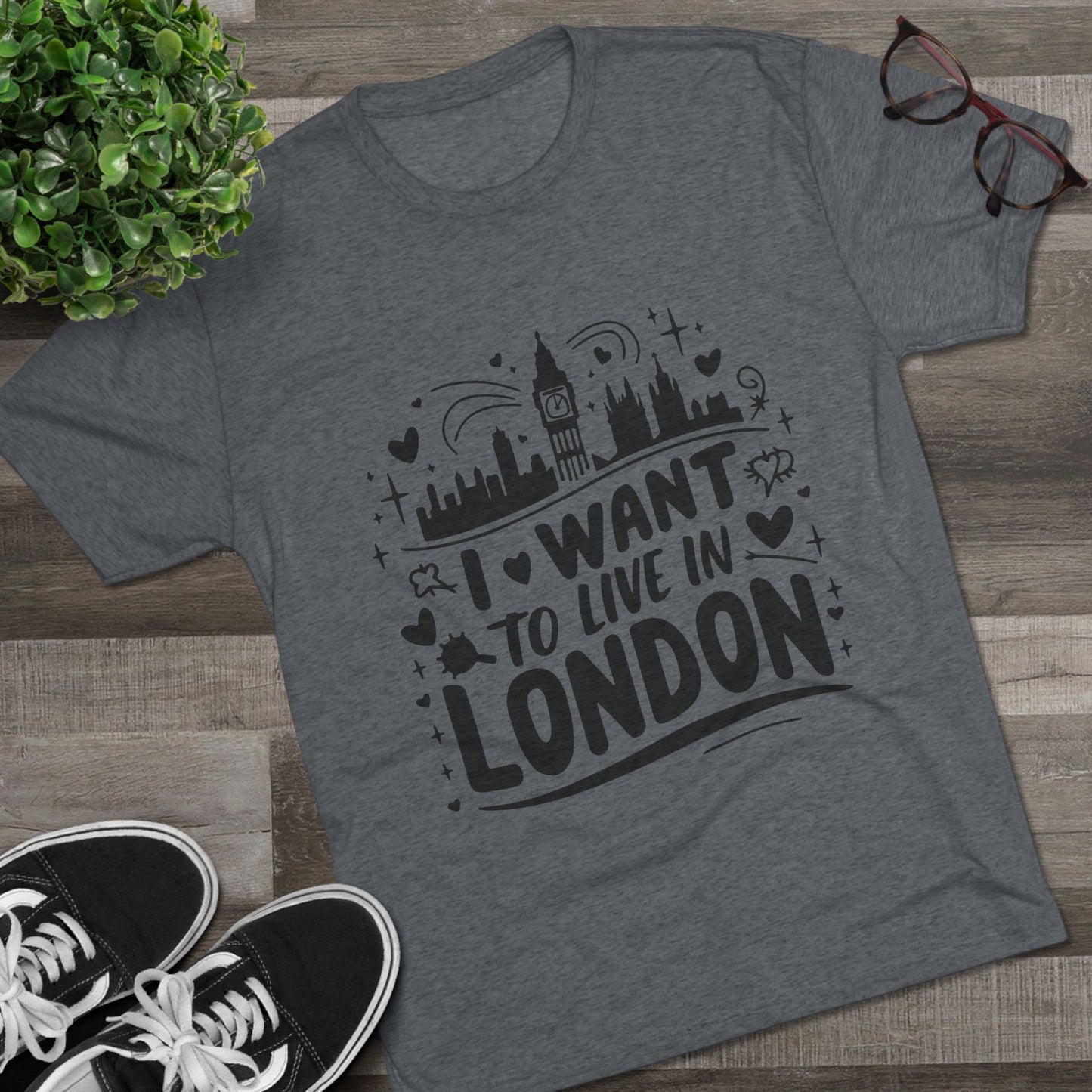 I want to live in London Unisex Tri-Blend Crew Tee