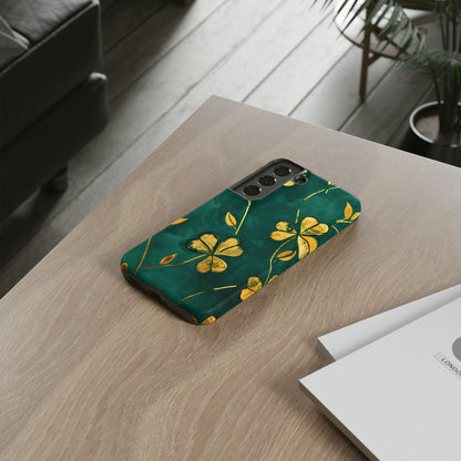 Floral Phone Case with Gold Accents, Tough Phone Cover, Stylish Phone Protector, Unique Gift for Her, Nature Lover Accessory