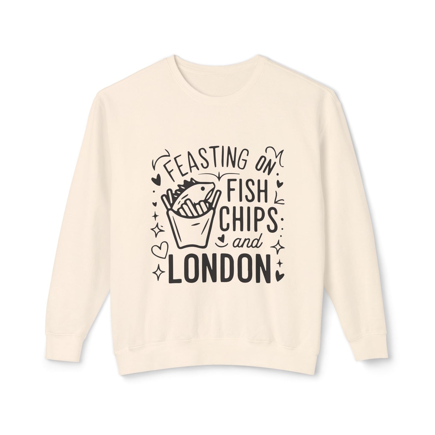 Unisex Lightweight Crewneck Sweatshirt - Fish, Chips and London