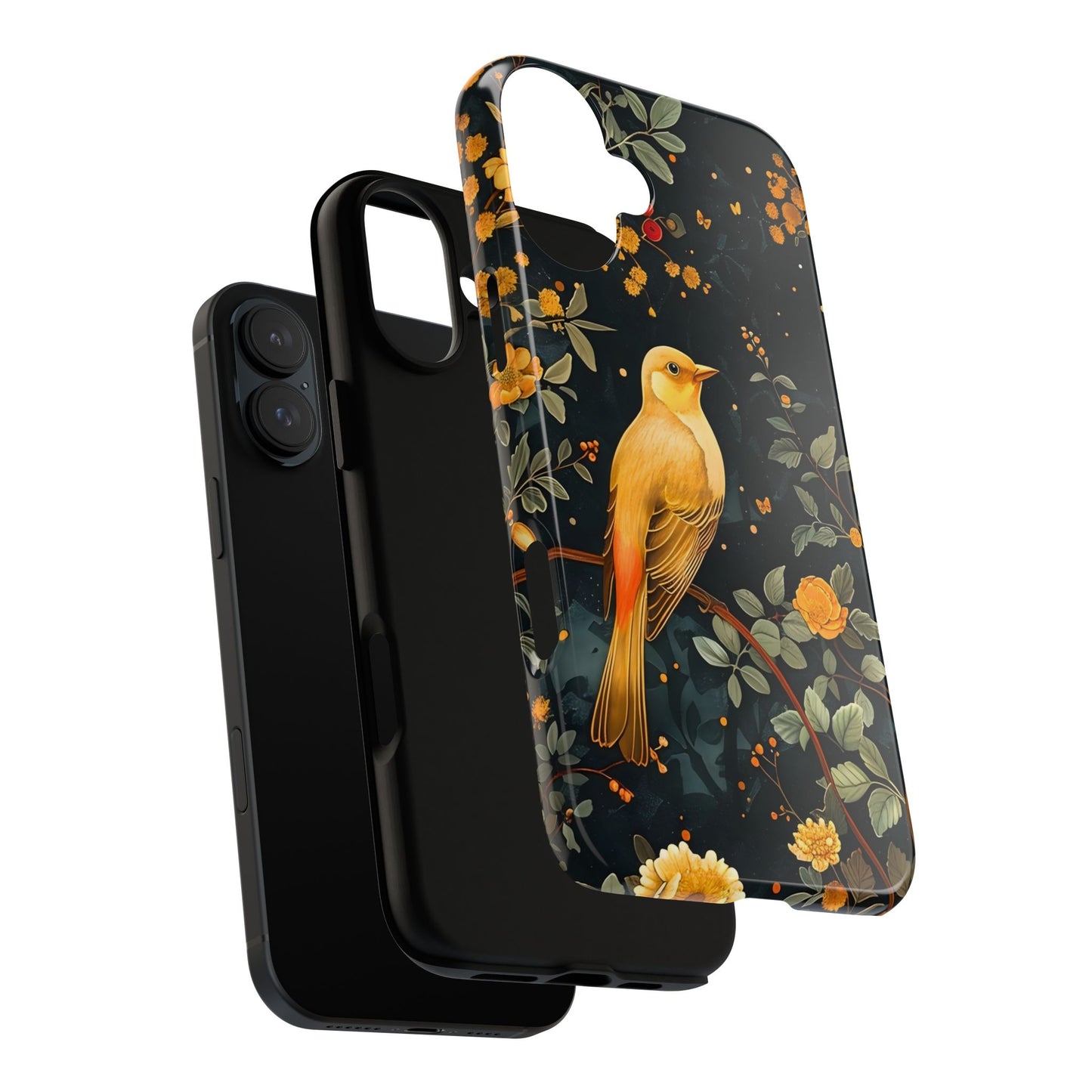 Floral Phone Case, Tough Cases with Bird Design, Nature Lover Gift, Stylish Protection, Birthday Present, Floral Phone Cover