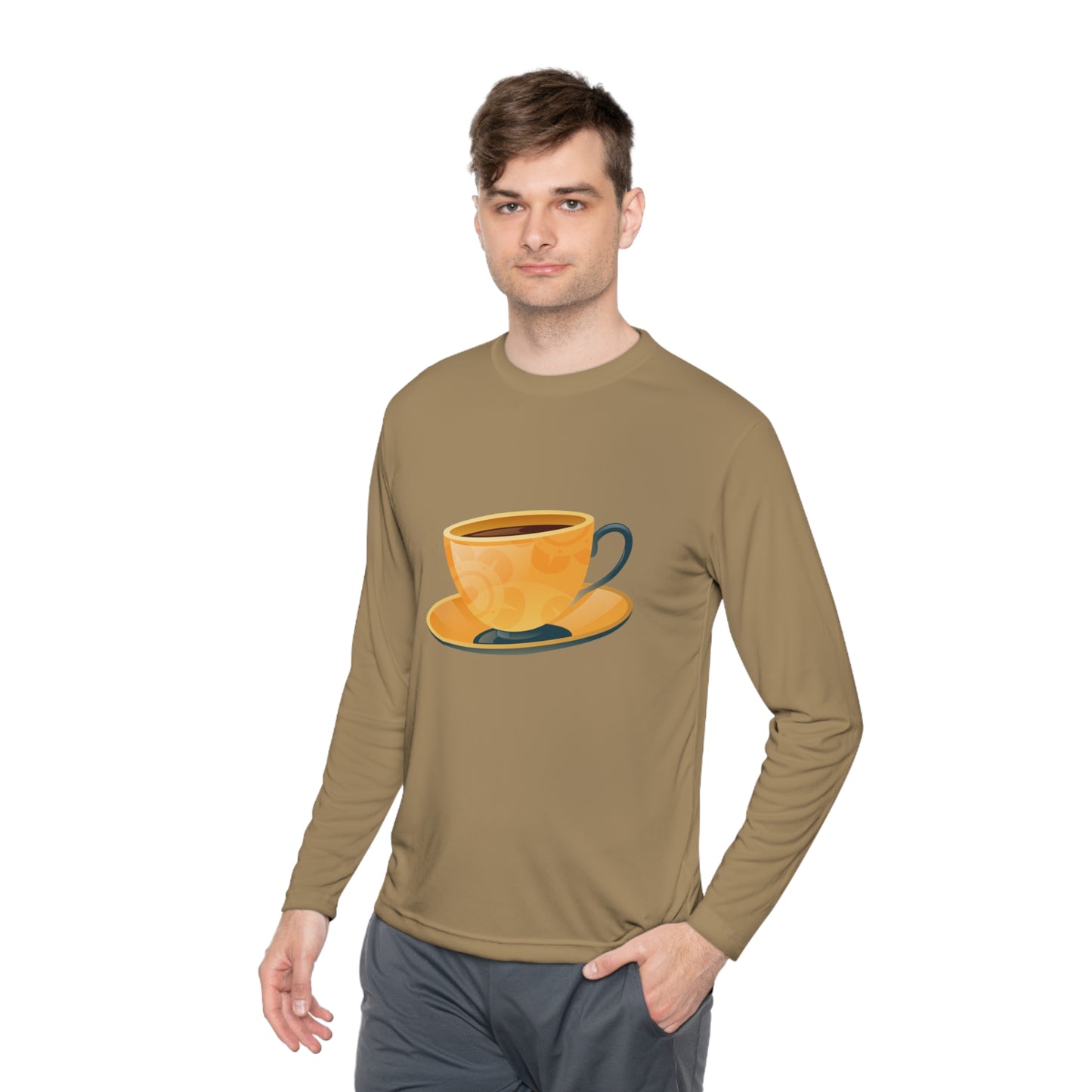 Unisex Lightweight Long Sleeve Tee - Elegant British Tea Cup - Classic Tea Time Style