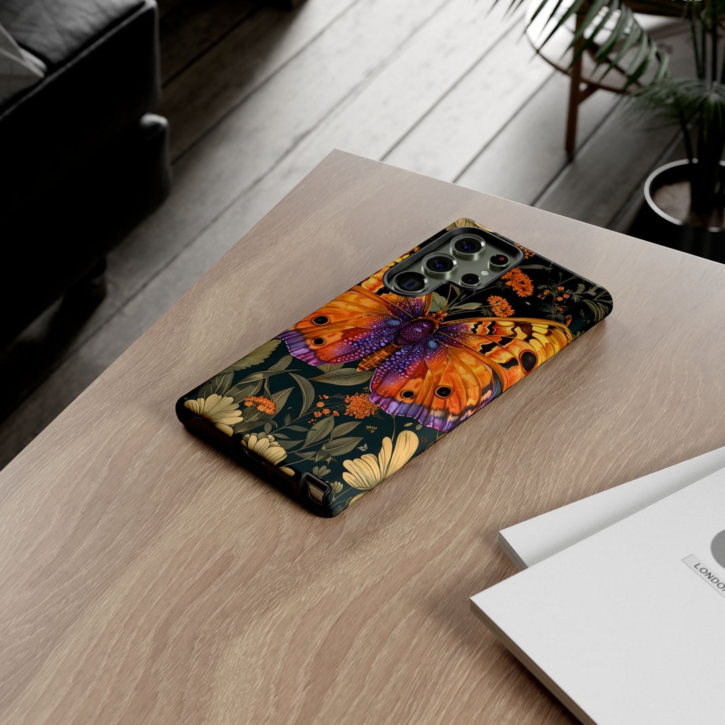 Butterfly Phone Case, Tough Cases for Nature Lovers, Vibrant Floral Design, Gift for Her, Cute Phone Accessories, Butterfly Artwork