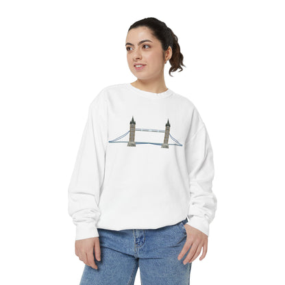 Unisex Garment-Dyed Sweatshirt - Tower Bridge - Iconic London Landmark