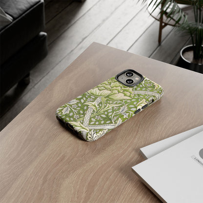 Stylish Phone Case with Floral Design, Durable Protective Cover for iPhone, Unique Gift for Birthdays, Mother's Day, Green Aesthetic