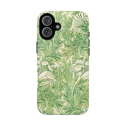 Green Floral Phone Case, Botanical iPhone Cover, Tough Phone Shell, Nature-inspired Gift, Eco-friendly Tech Accessory