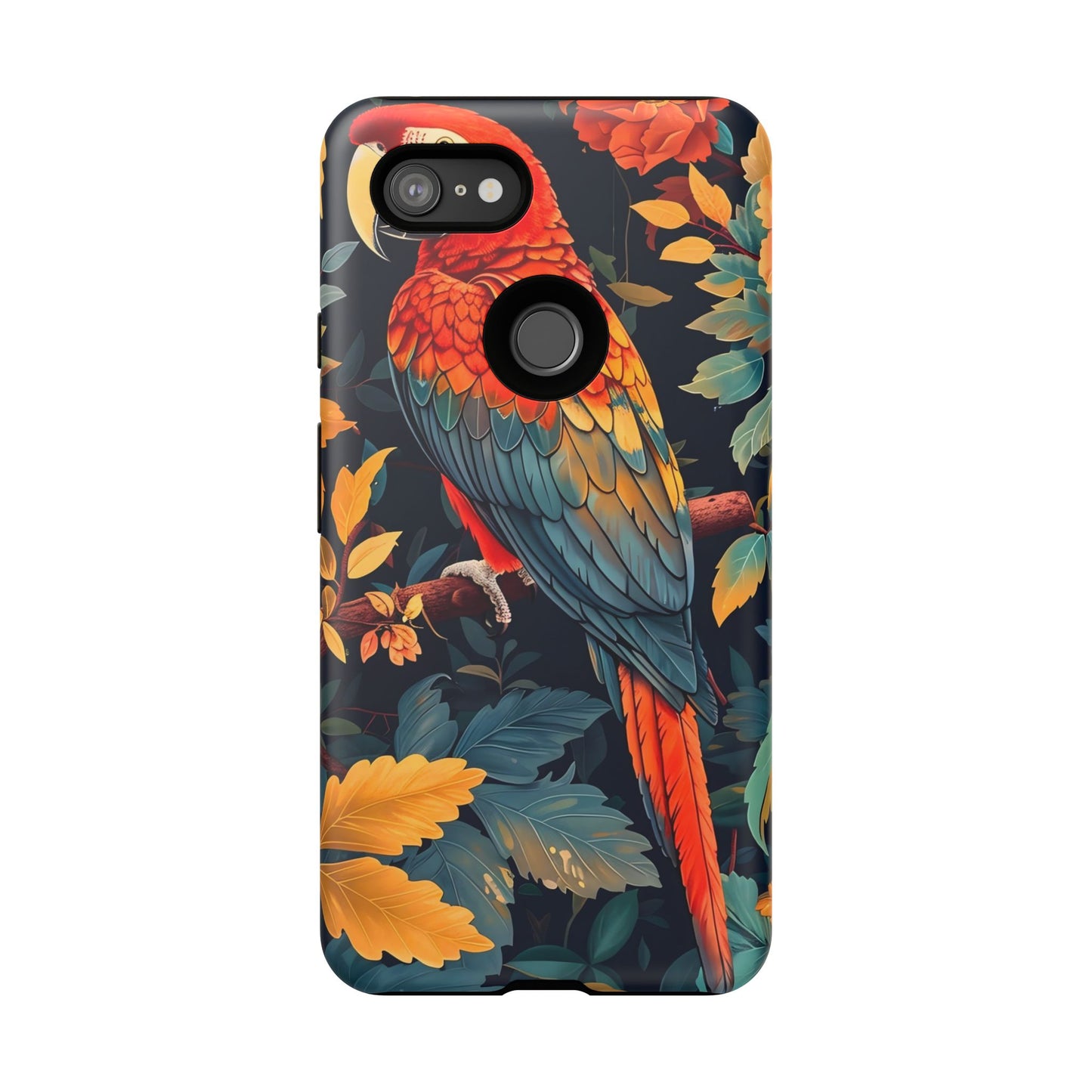 Tough Cases - Tropical Parrot Phone Case, Bohemian Phone Cover, Vibrant Floral Design, Bird Lover Gift, Travel Accessory