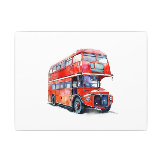 London Red Double-Decker Bus Art Canvas Print, Wall Decor for Travel Lovers, Home Office Gift, Unique Artwork for All Occasions
