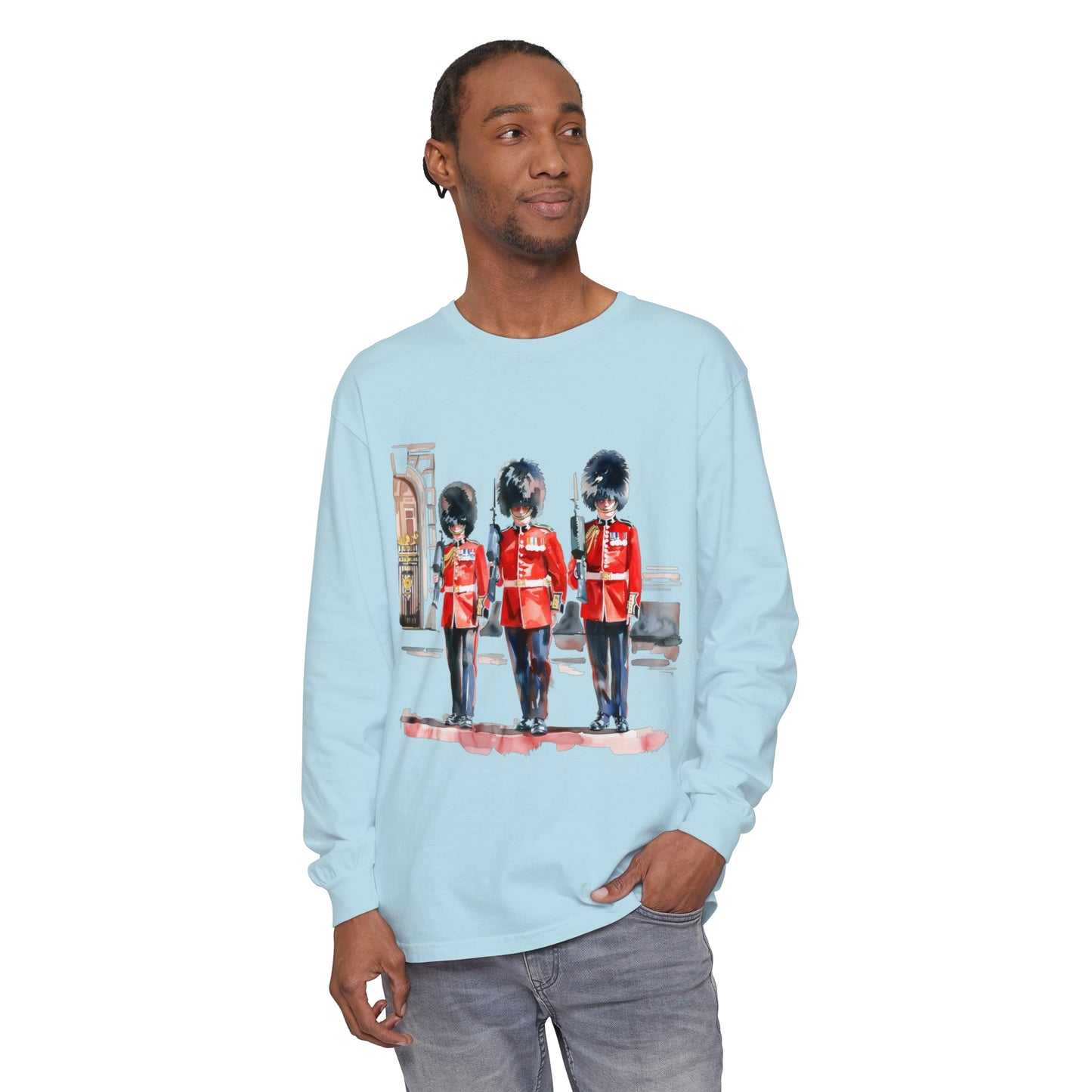 Unisex Garment-dyed Long Sleeve T-Shirt - Red Jacket - Bodmin Keep: Cornwall's Army Museum