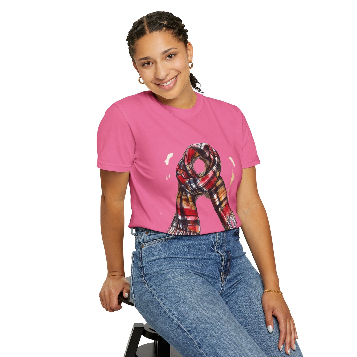 Unisex Garment-Dyed T-shirt - Classic British Plaid Scarf Design