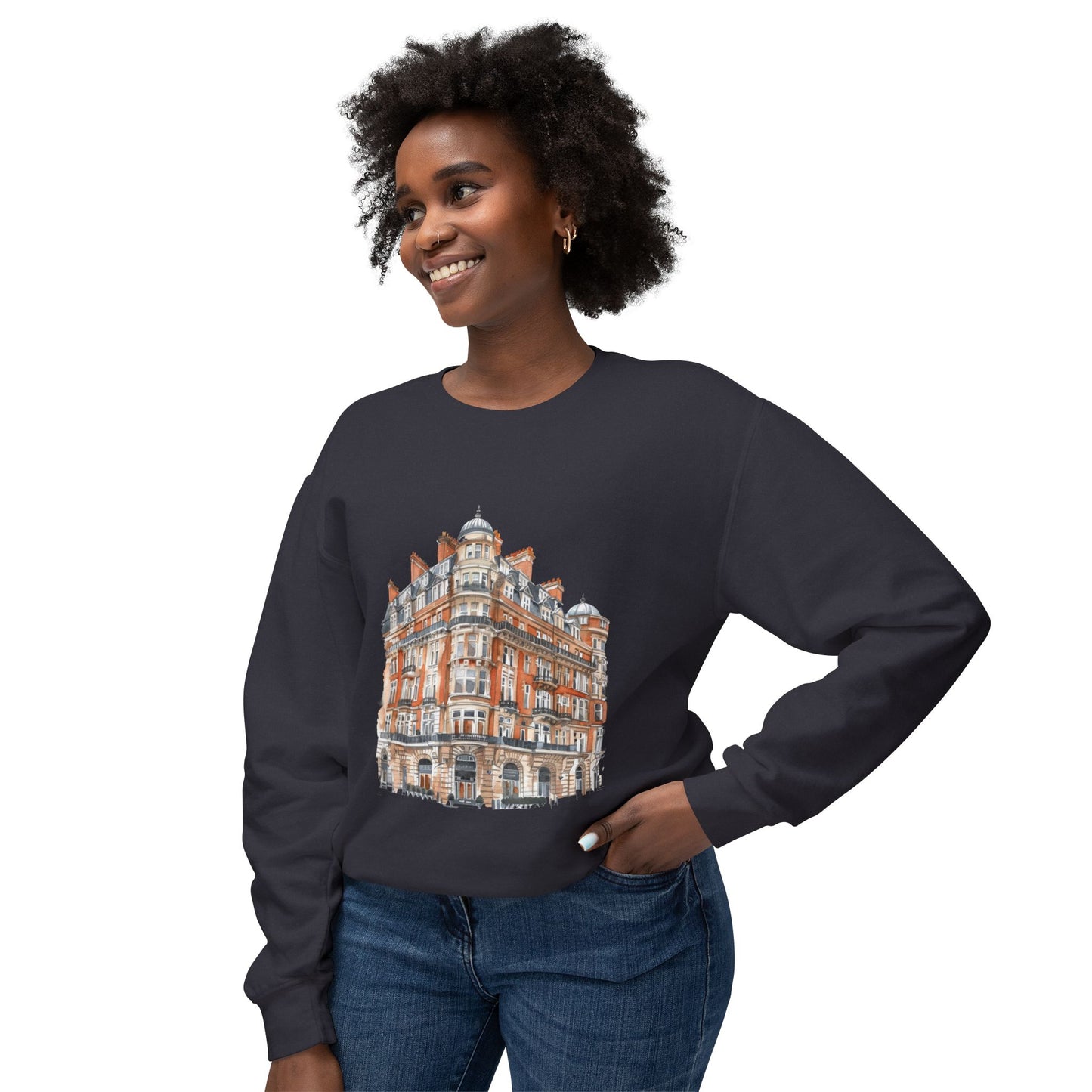 Unisex Lightweight Crewneck Sweatshirt - Classic British Architecture - Elegant Historic Building