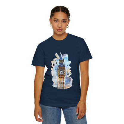 Unisex Garment-Dyed T-shirt - Iconic Big Ben Clock Tower Design