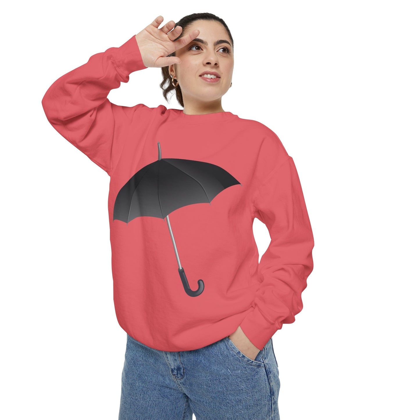Unisex Garment-Dyed Sweatshirt - Regal Royal Umbrella - Elegant and Majestic Design