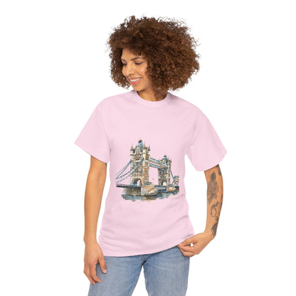 Unisex Heavy Cotton Tee - London Bridge - Iconic Landmark and Historical Beauty