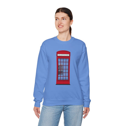 Unisex Heavy Blend™ Crewneck Sweatshirt - Iconic British Public Telephone - Classic Red Phone Box Design