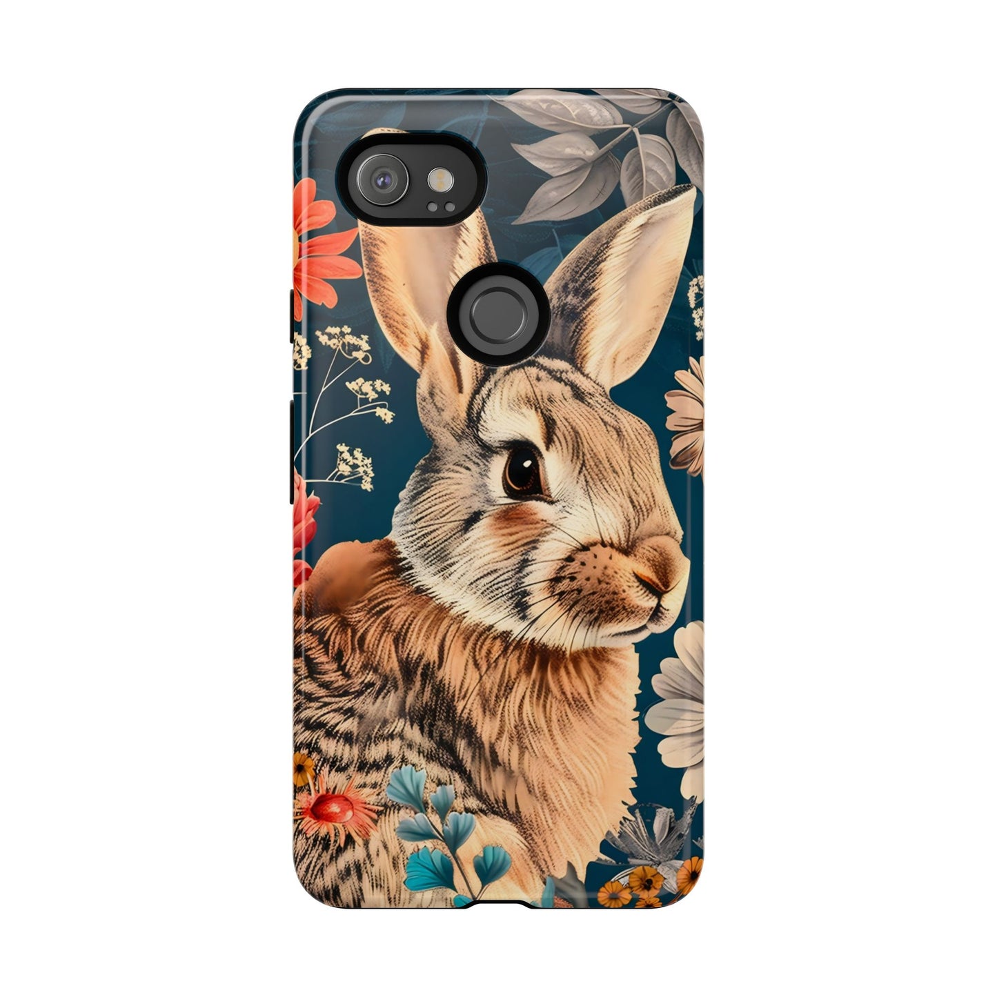 Floral Rabbit Phone Case, Cute Phone Cover, Tough Cases for Animal Lovers, Unique Gift for Birthdays, Nature-Themed Accessories