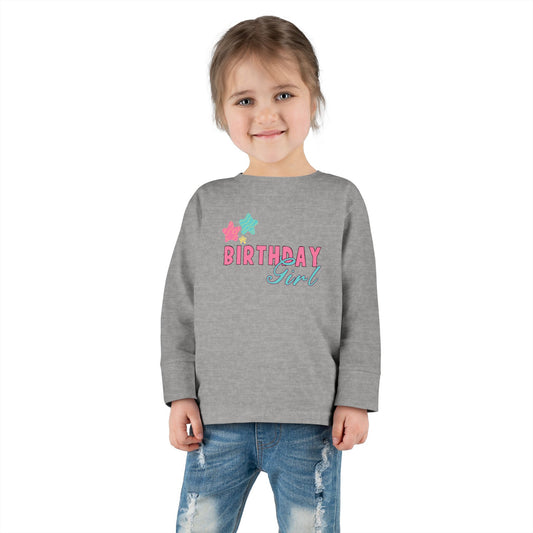 Toddler Long Sleeve Tee - Birthday Girl Design