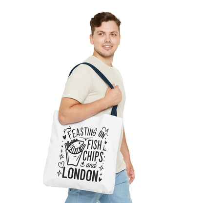 Fish & Chips London Tote Bag, Funny Tote, Gift for Food Lovers, Eco-Friendly Bag, Perfect for Travel & Grocery
