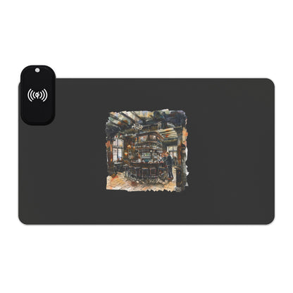 Medieval Timber House – Historical England - LED Gaming Mouse Pad with Wireless Charging | Perfect for Gamers, Home Office, Desk Accessories, Holiday Gift, Unique Design