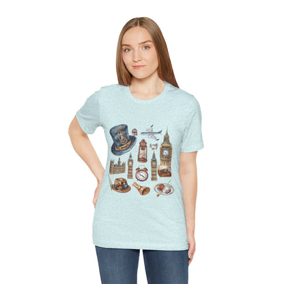 Unisex Jersey Short Sleeve Tee - Nostalgic England: Vintage Symbols & Icons