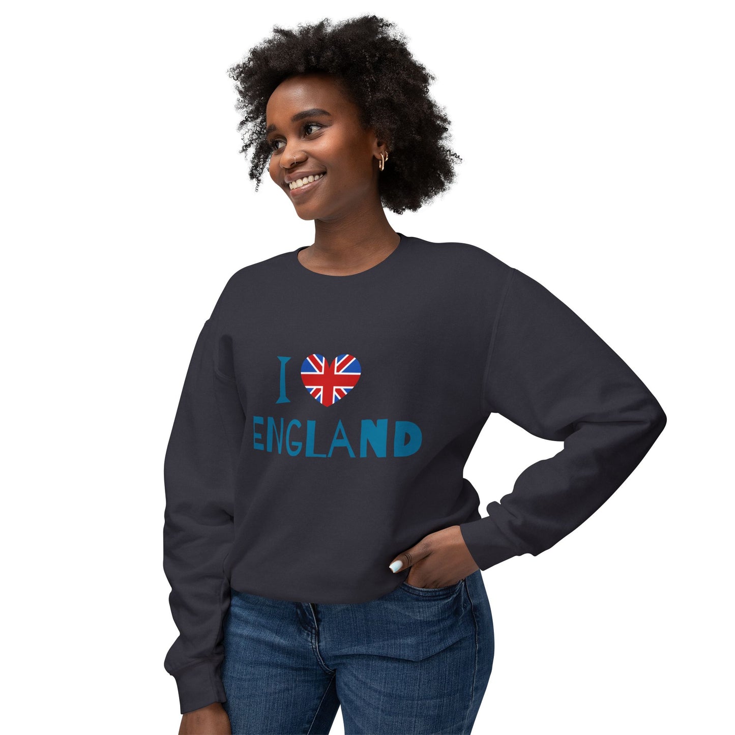 Unisex Lightweight Crewneck Sweatshirt - I Love England - Union Jack Heart Design