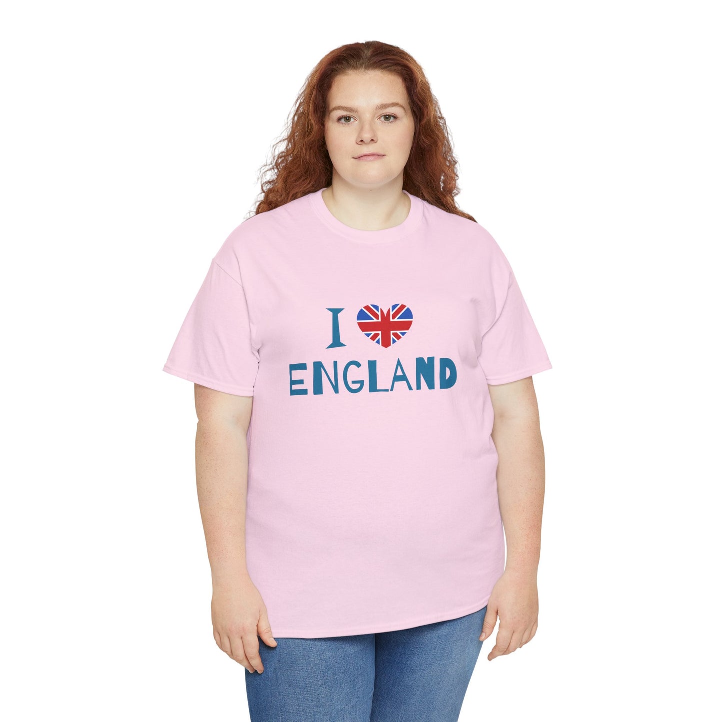 Unisex Heavy Cotton Tee - I Love England - Union Jack Heart
