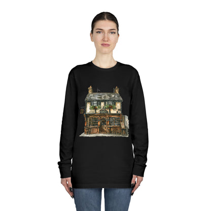 Long Sleeve Crewneck Tee - Charming British House - Classic Design and Warmth