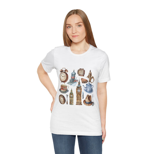 Unisex Jersey Short Sleeve Tee - Echoes of England - Iconic Vintage Illustrations