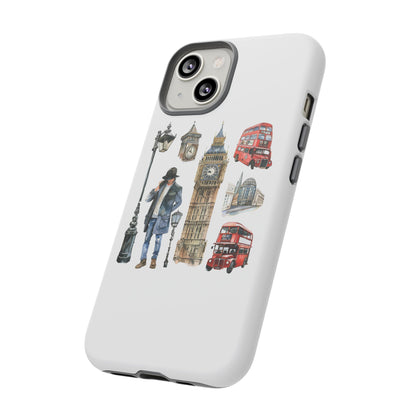 London Iconic Design Phone Case, Tough Cases, Gift for Travelers, London Souvenir, London Icons, Red Bus Phone Case