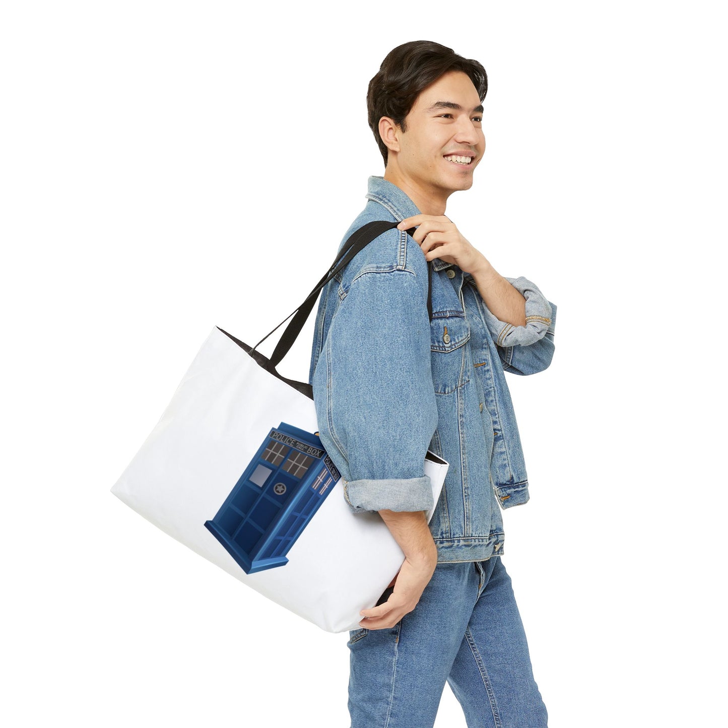 Doctor Who Inspired Weekender Tote Bag, Travel Bag, Geeky Tote, Sci-Fi Tote, Gift for Whovians, Blue TARDIS Design