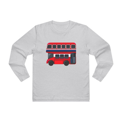 Men’s Base Longsleeve Tee - London Transport English Bus - Iconic Red Double-Decker