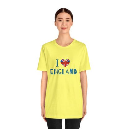 Unisex Jersey Short Sleeve Tee - I Love England - Union Jack Heart Design