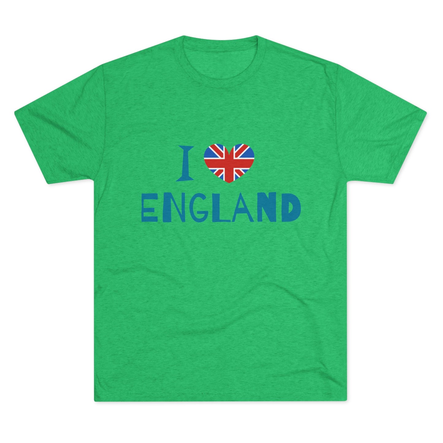 I Love England - Union Jack Heart Trendy Unisex Tri-Blend Crew Tee
