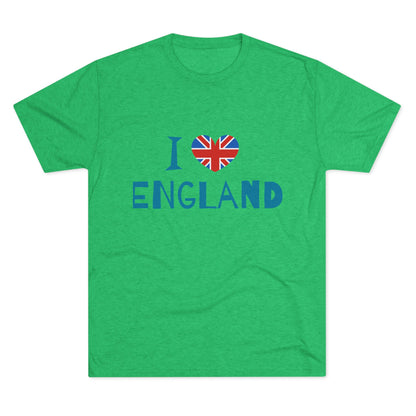 I Love England - Union Jack Heart Trendy Unisex Tri-Blend Crew Tee