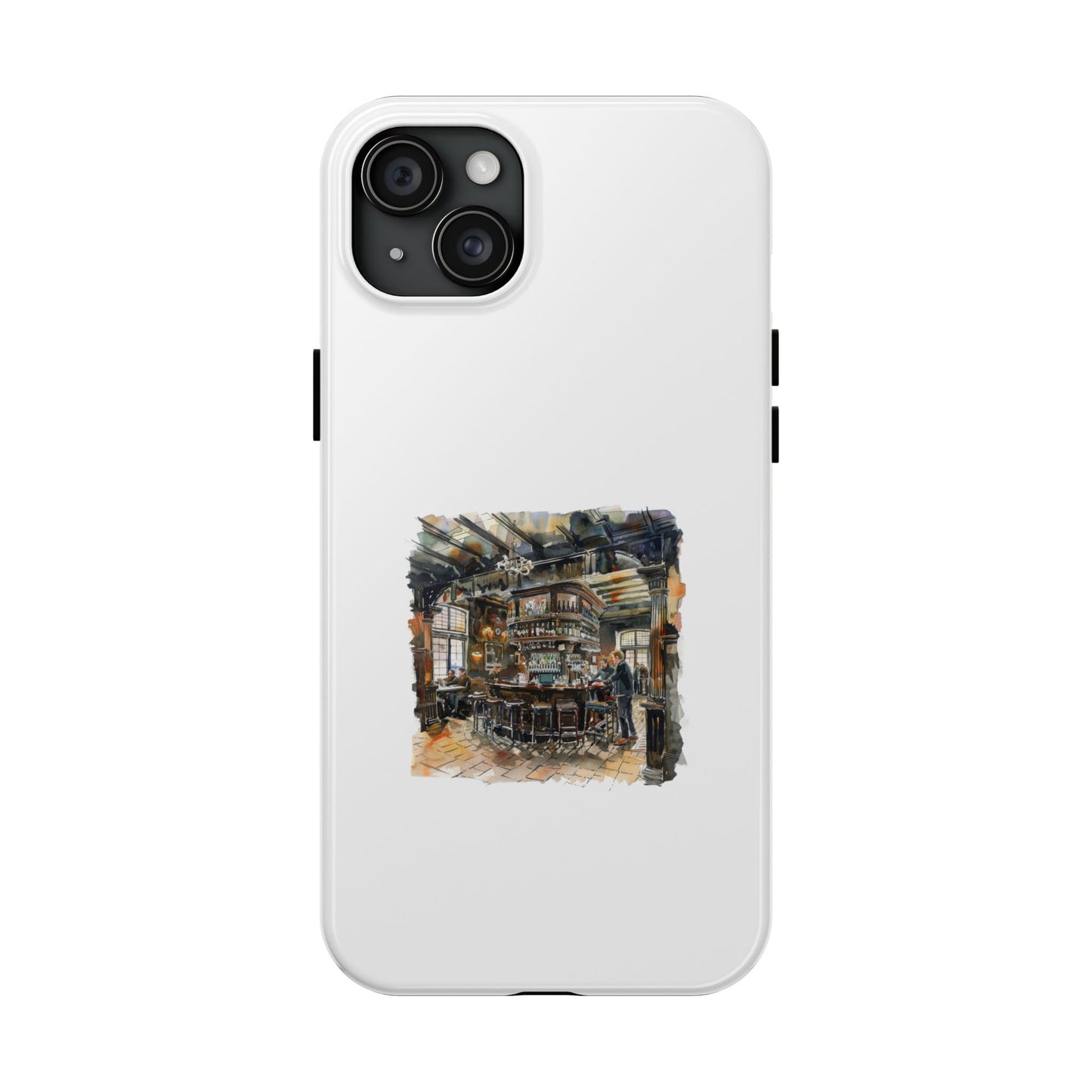 Artistic Tough Phone Cases with Cozy Pub Scene