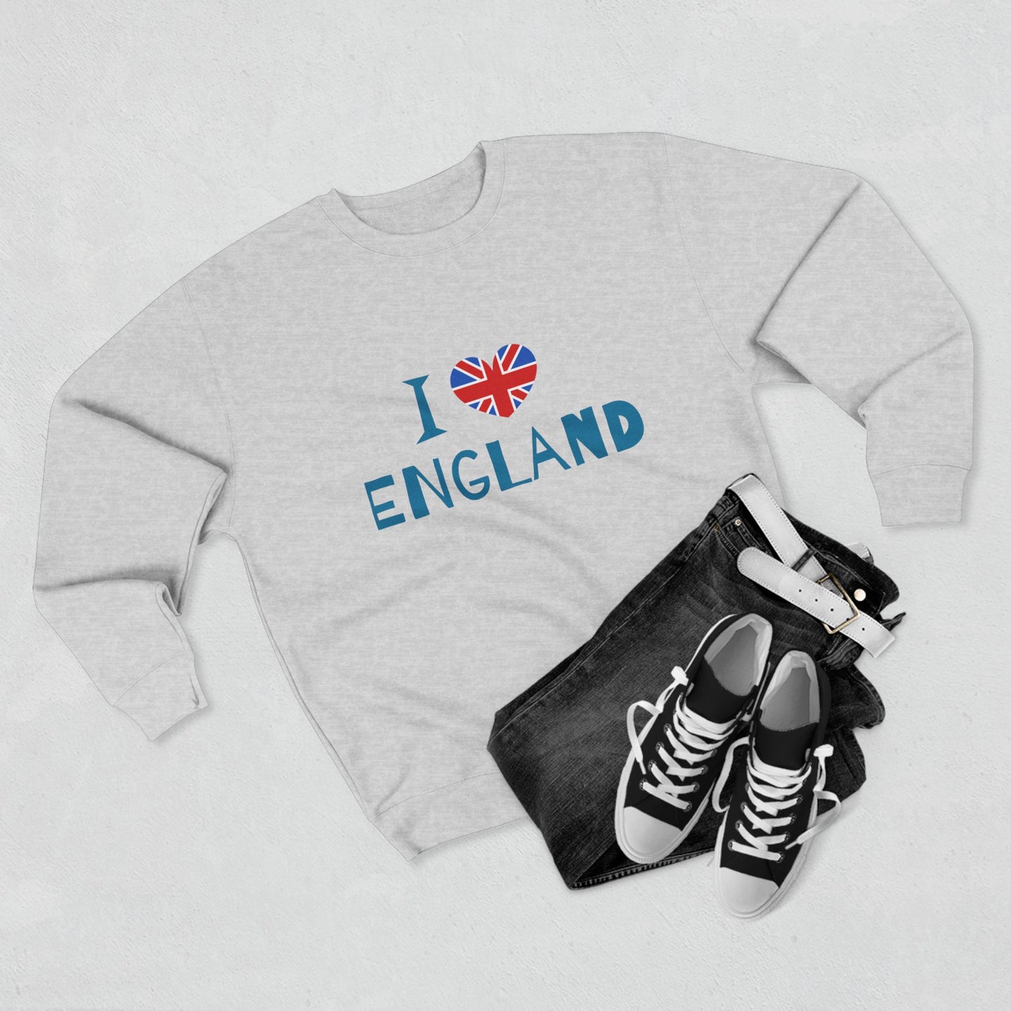 Unisex Crewneck Sweatshirt - I Love England - Union Jack Heart Design