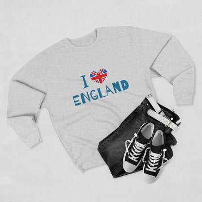 Unisex Crewneck Sweatshirt - I Love England - Union Jack Heart Design