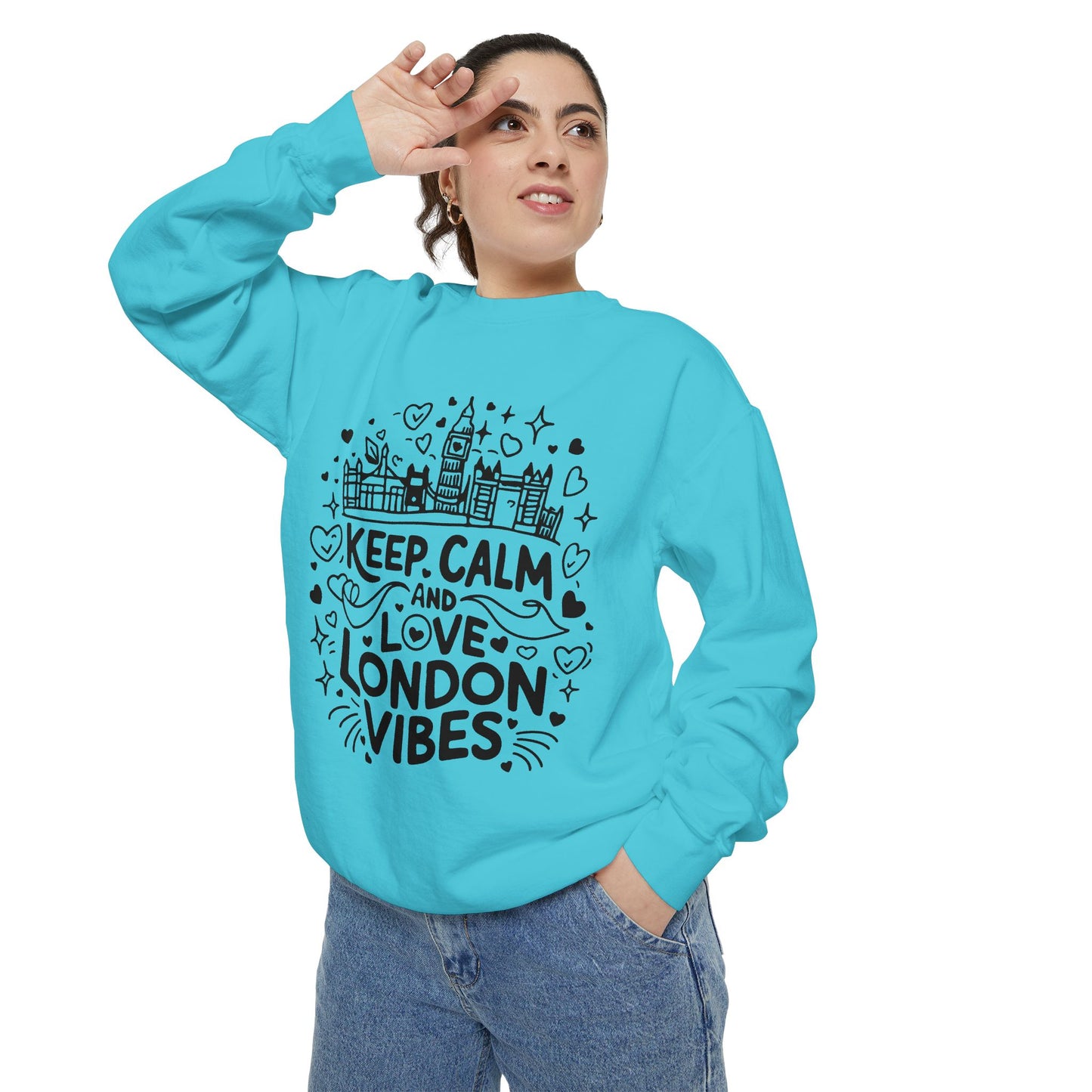 Unisex Garment-Dyed Sweatshirt - Keep Calm and Love London Vibes