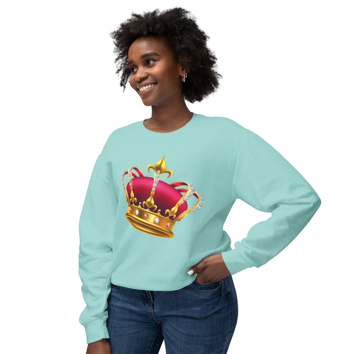 Unisex Lightweight Crewneck Sweatshirt - British Royal Crown Design