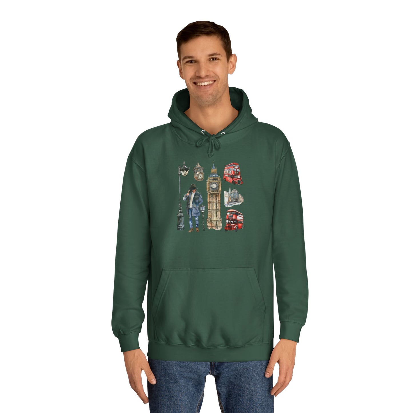 Unisex College Hoodie - Retro Aviation - Colorful Airplane Design