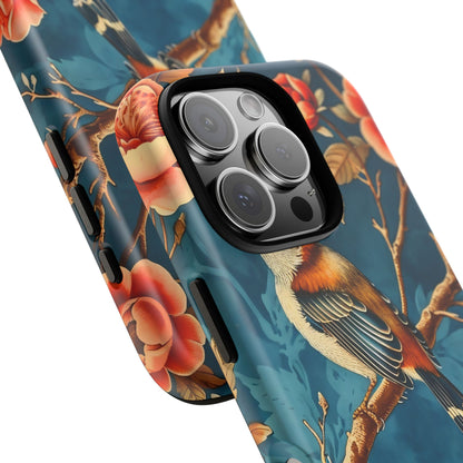 Bird & Floral Phone Case, Tough Cases for Nature Lovers, Gift for Her, Customizable Design, Vibrant Tech Accessories