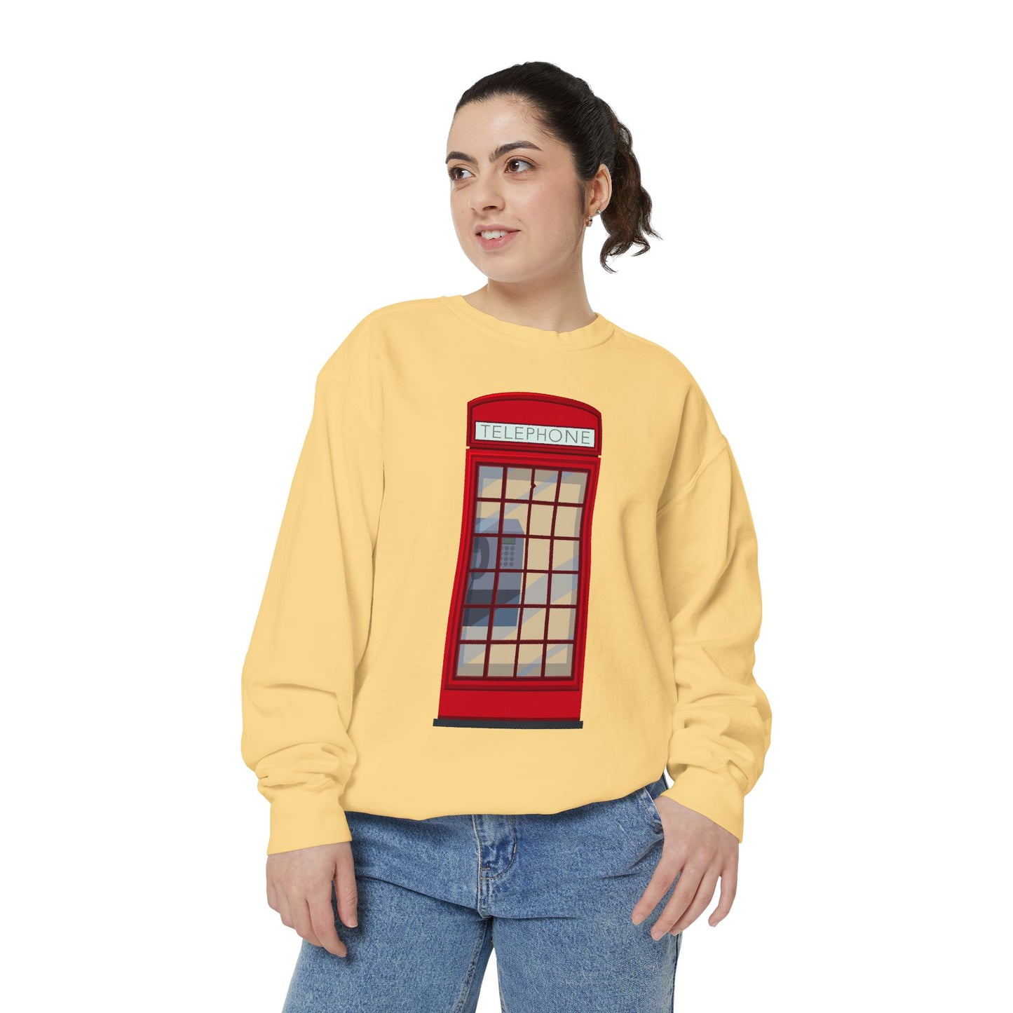 Unisex Garment-Dyed Sweatshirt - Iconic British Public Telephone